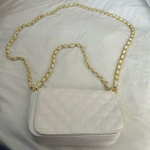 Big Buddha quilted white purse (2 size gold and white straps)